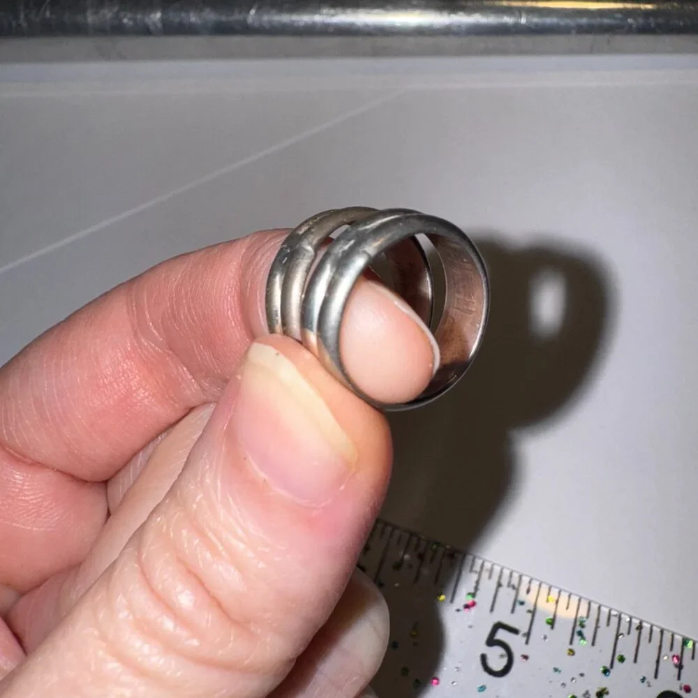 Sterling Silver Thick Double Band Ring, Size 2